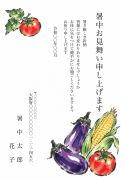 夏野菜の絵手紙風イラストデザイン