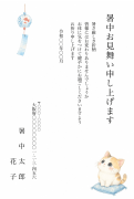ねこと風鈴のかわいいイラストデザイン