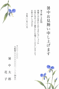 露草の墨彩画の和風デザイン