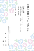 朝顔柄デザインの残暑見舞いはがき(縦書き)